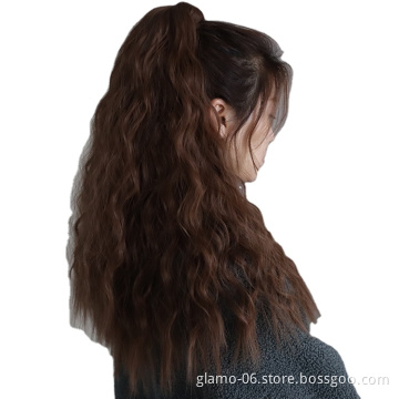 Long Clip In Synthetic Ponytail Heat Resistant Fiber Hair Extension Wrap Around Hairpiece Curly Straight Pony Tail